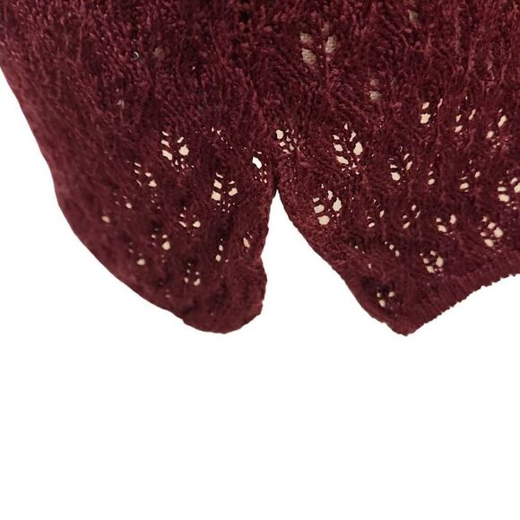Norton McNaughton Women's Berry Color Open Knit Eyelet Pullover Sweater Medium N - Picture 5 of 10